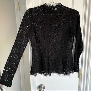 Black Lace Sheer Peplum Top Size Small 🖤